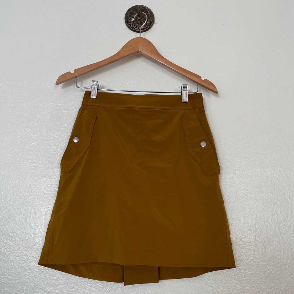 Athleta Mustard Yellow Active Skort Size 4 Pockets Hiking Golf Tennis Skirt